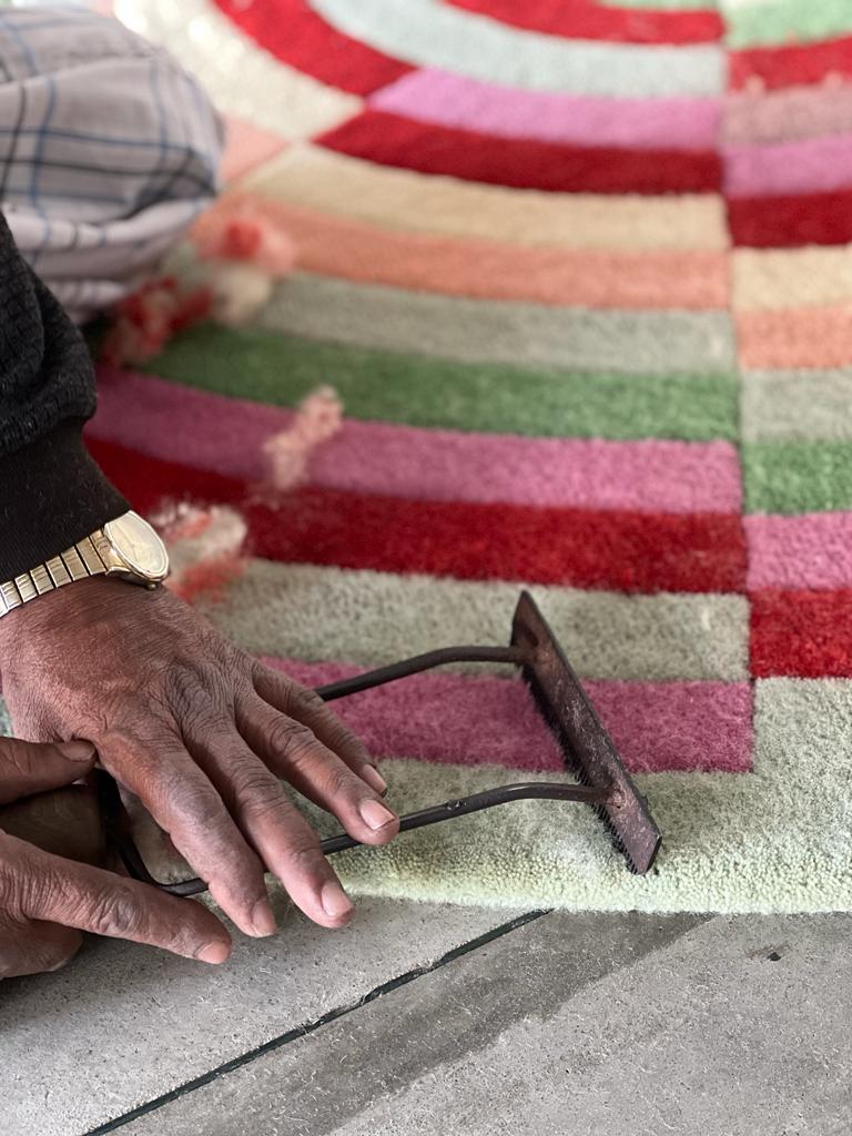 Chakra Tufted Rug Production Handmade Process