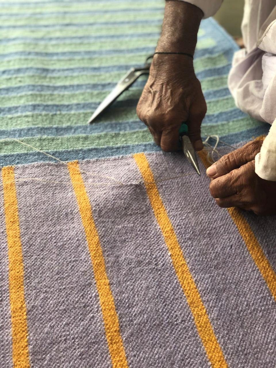 Lavender Flatweave Rug Production Handmade Process