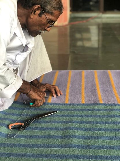 Lavender Flatweave Rug Production Handmade Process