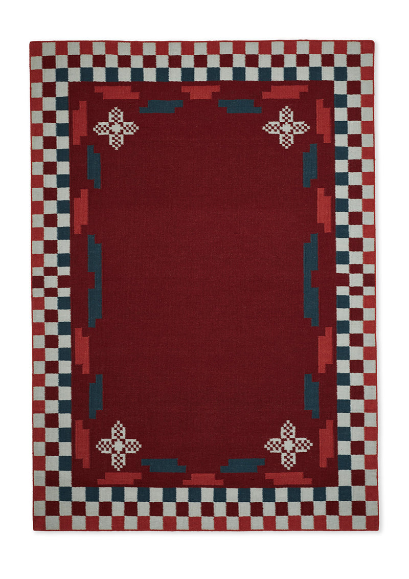 Herringbone in Red and Blue