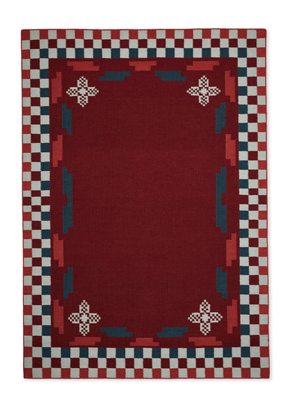 Herringbone in Red and Blue