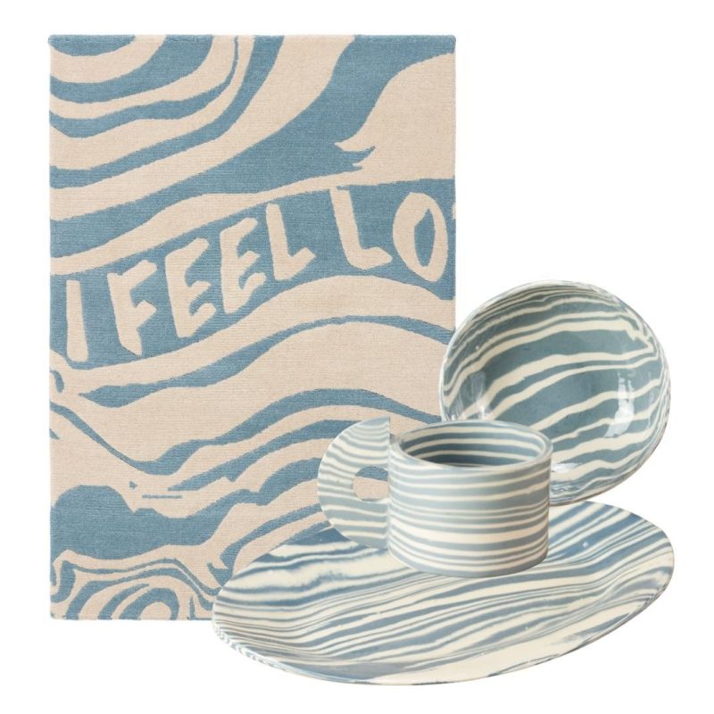 I Feel Love in Blue sample paired with Henry Holland Studio Ceramics