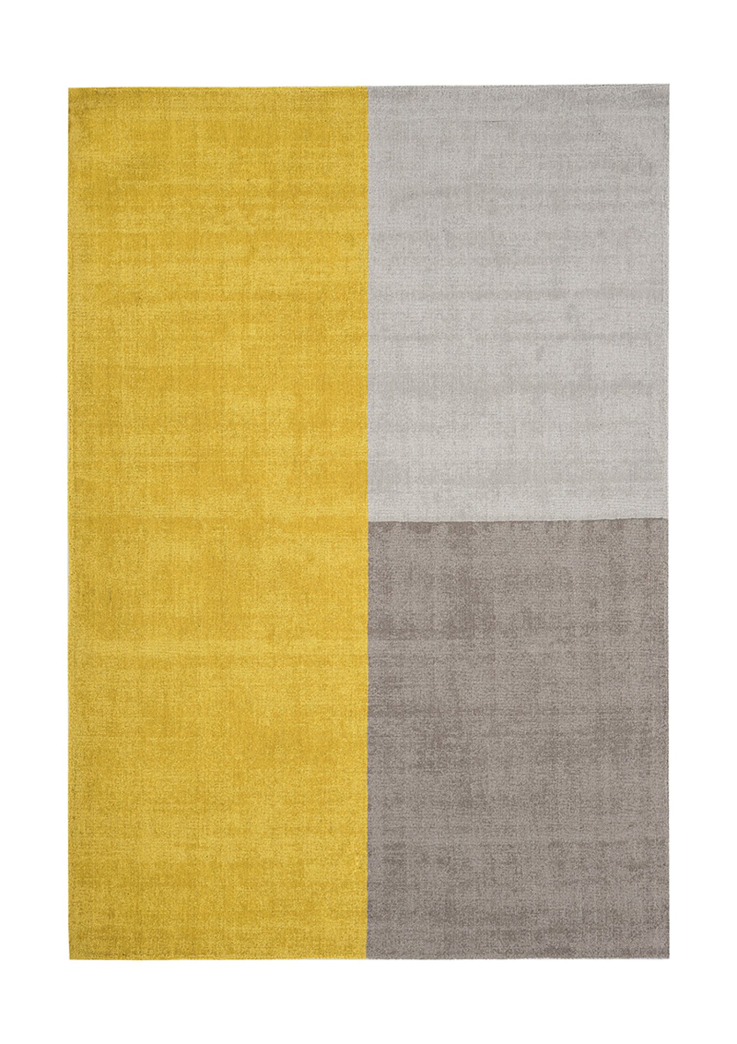 Hand woven wool rug in bold blocks of colours.