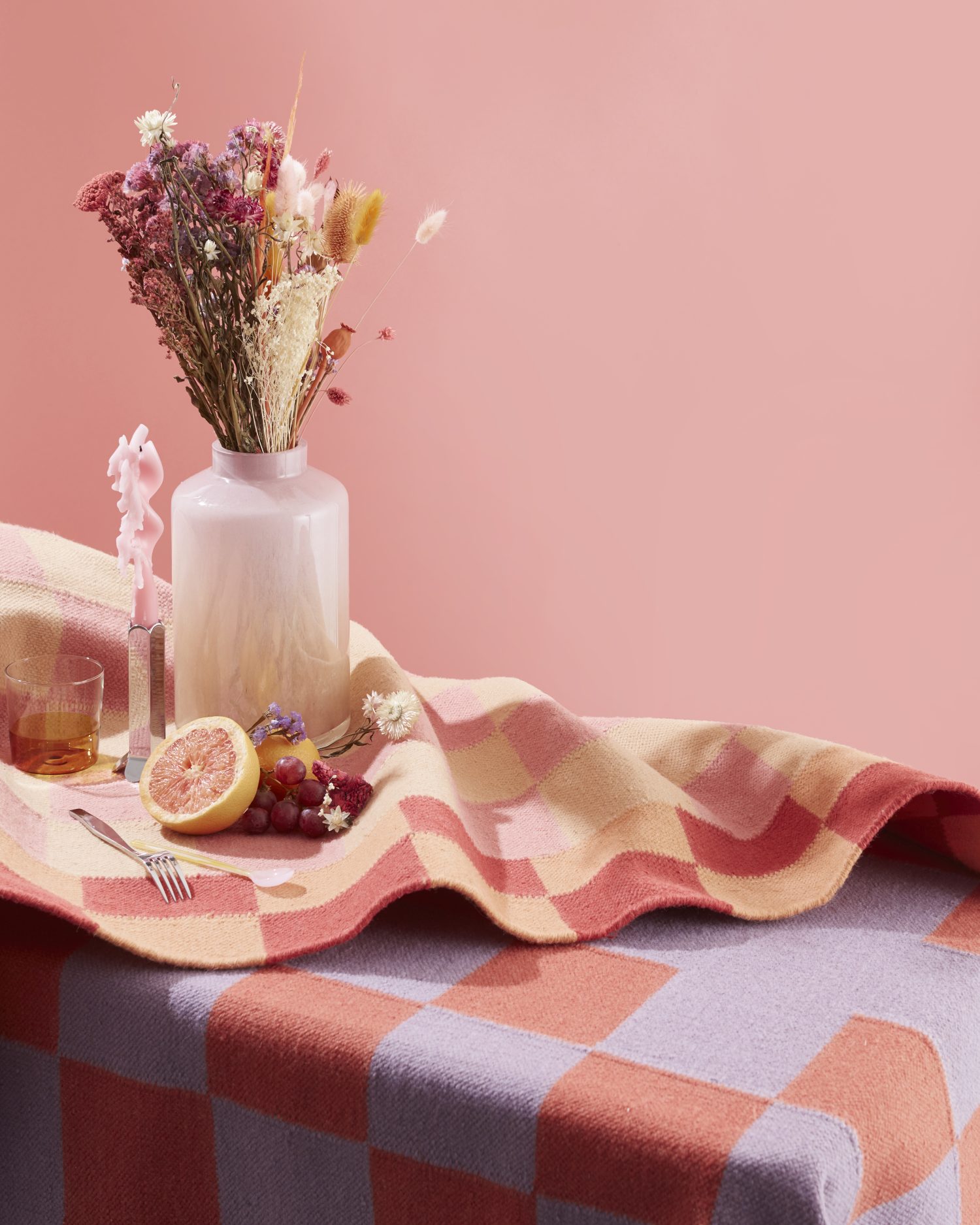 A Flatwoven rug collection which draws on traditional tablecloths.